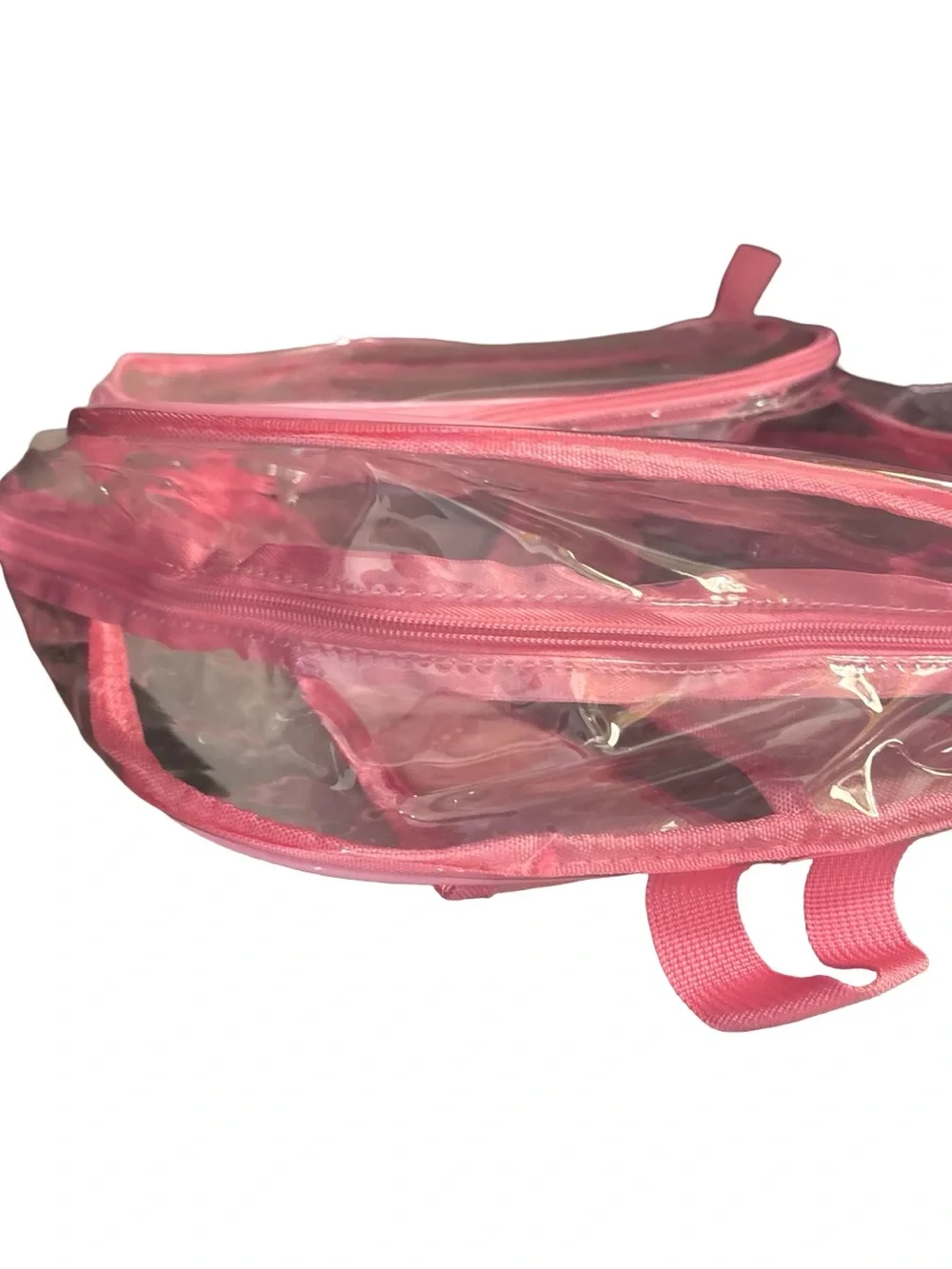 Clear Pink Travel School Camping Backpack Pouch Bag with Water Bottle